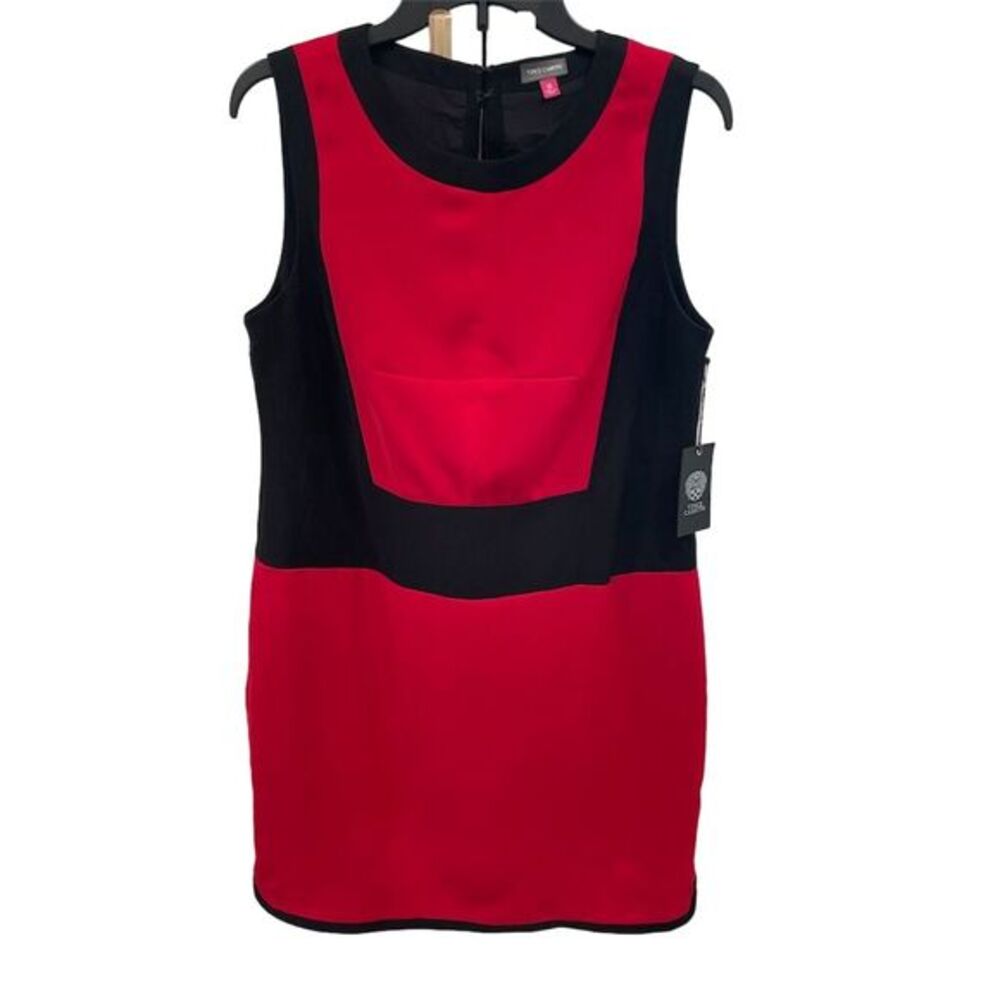 Vince Camuto Color Block Red & Black Dress w/ Pockets Size M Sleeveless